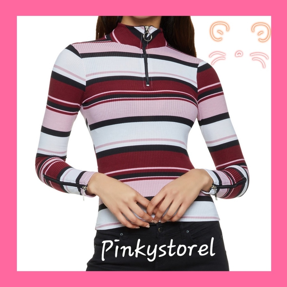 ⚡Zipper Striped Top⚡